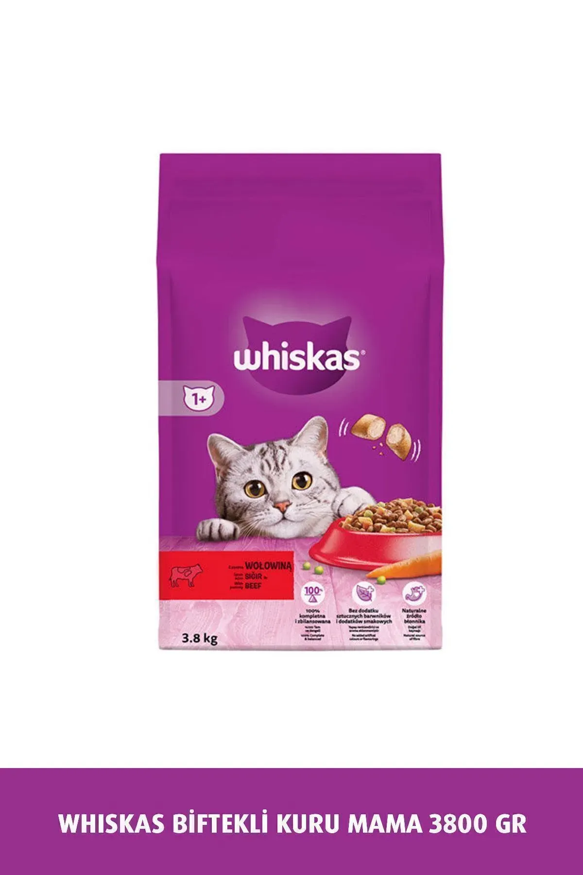 Whiskas Sığır Etli Yetişkin Kedi Kuru Maması 3,8 Kg