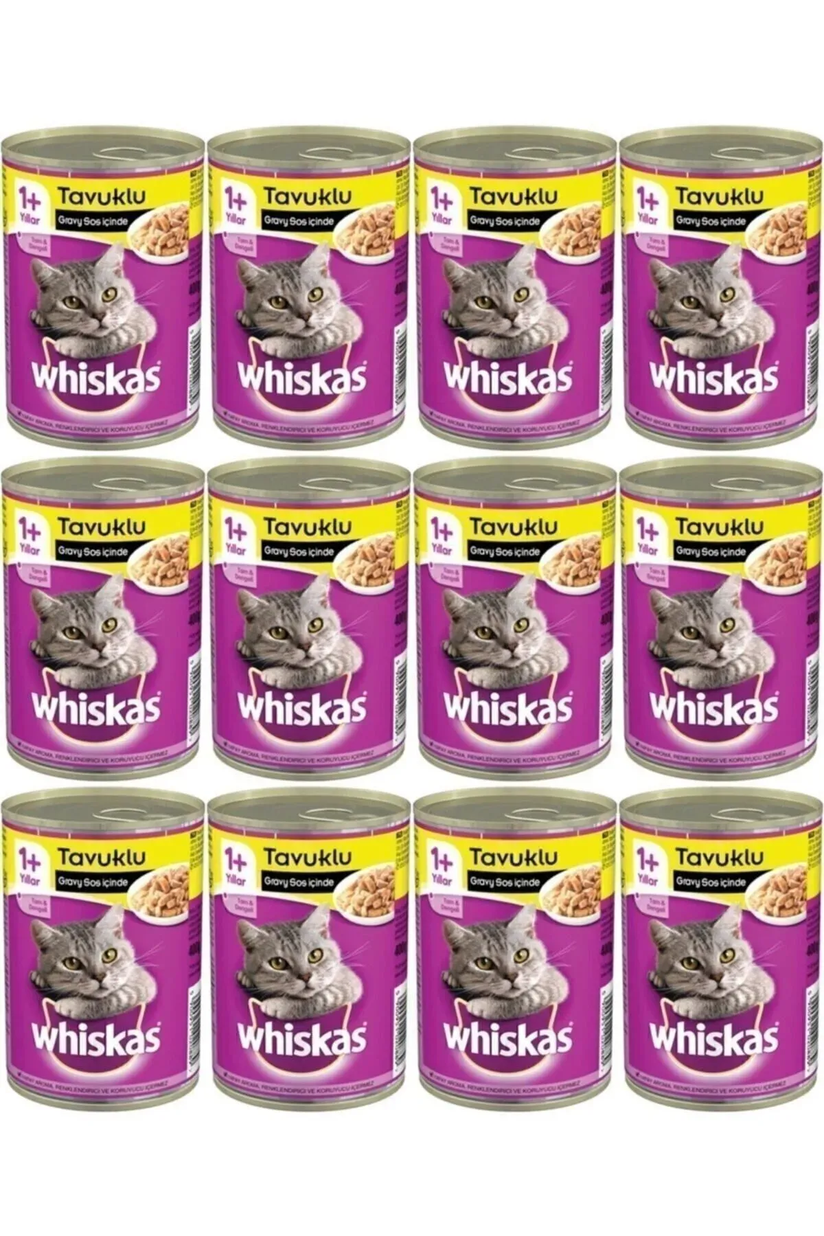 Whiskas Konserve Kedi Maması Tavuklu 400 Gr X 12 Adet